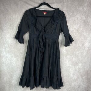 Free People Witchy Whimsigoth Victorian Dress In Black Women's Size 2